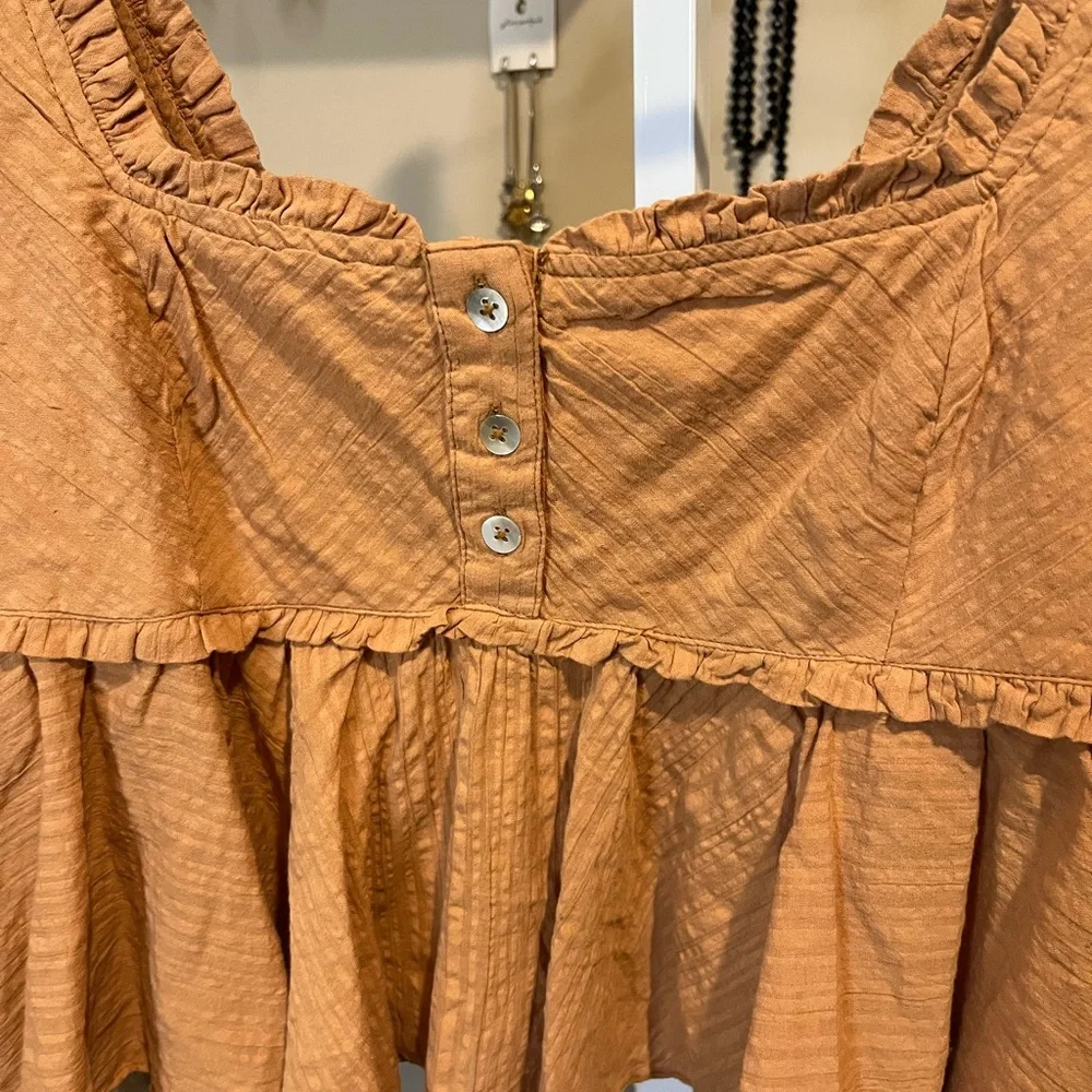 NWOT Free People Leave It To Me Burnt Orange Peplum Blouse
